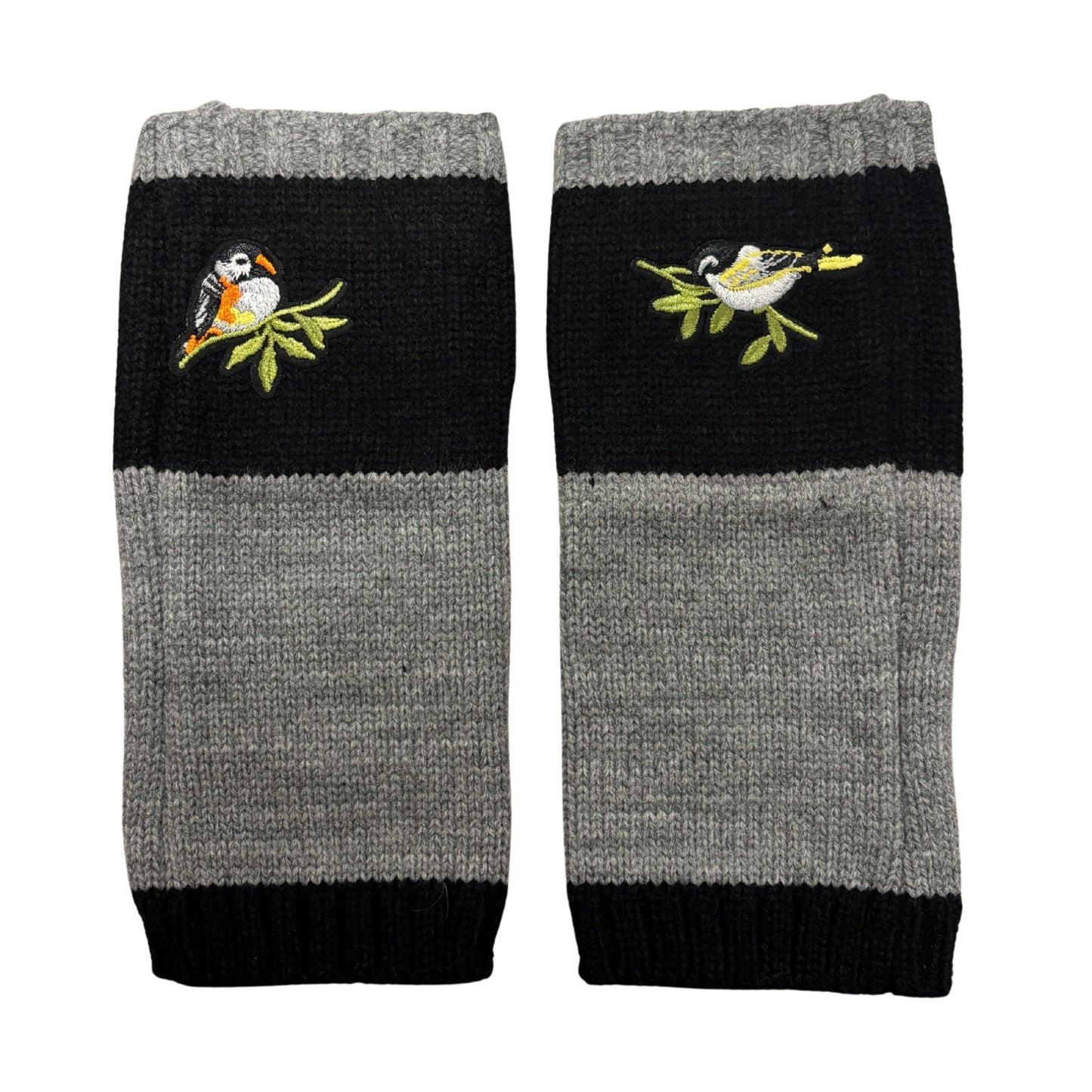 Bird Applique Arm Warmers | Fingerless Gloves in Black, Pink, or Green